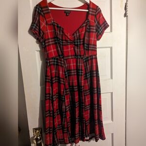 Torrid - sz00 (10)  Cap-sleeve Fit & Flare Plaid Skater Dress